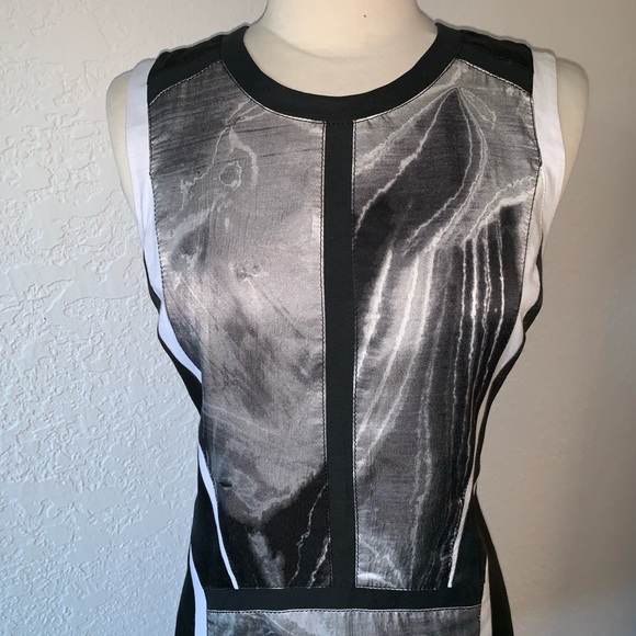 Helmut Lang Abstract Print Paneled Sheath Dress - Picture 3 of 5